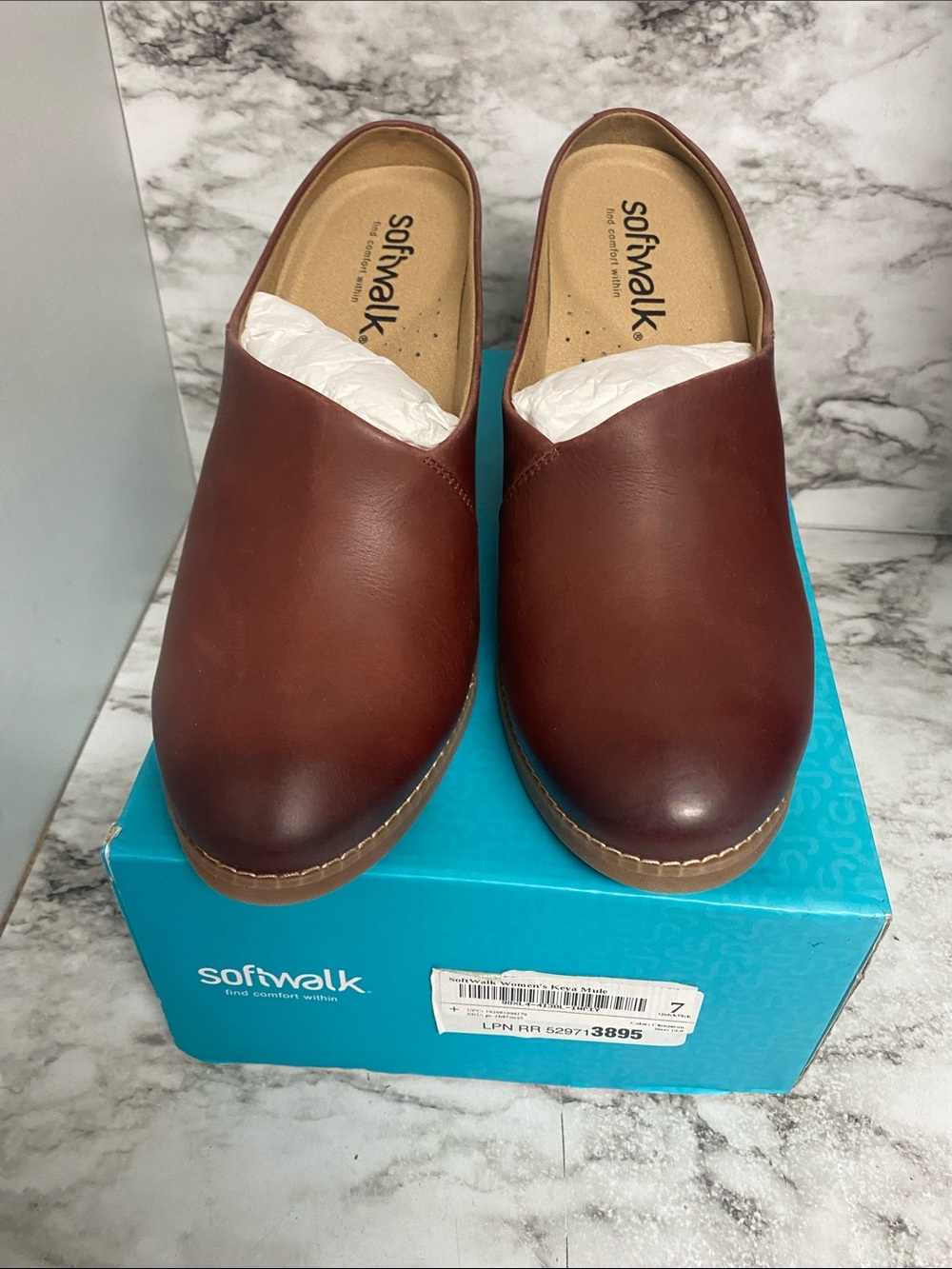 SoftWalk Women’s Brown Leather Mule Clogs